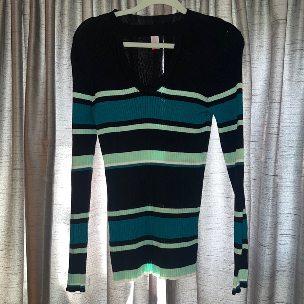 Blue Striped Sweater with Cutout